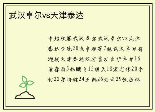 武汉卓尔vs天津泰达